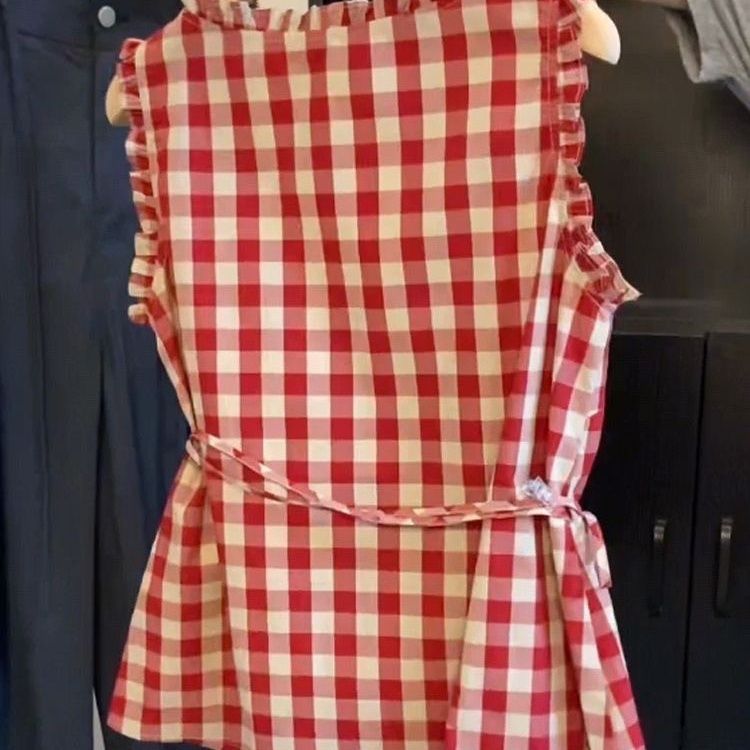 レトロな赤いチェック柄ノースリーブベスト女性の夏ウエストシン - Corset Waist Cinch のレビューと価格