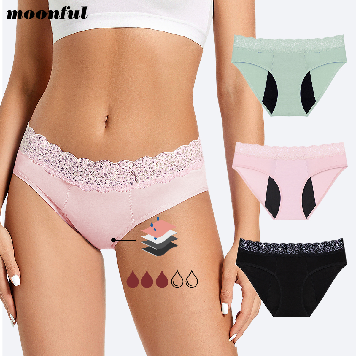 女性用の漏れ防止コットンパンティー,月経周期,高流量 - Period Panty Absorbent のレビューと価格