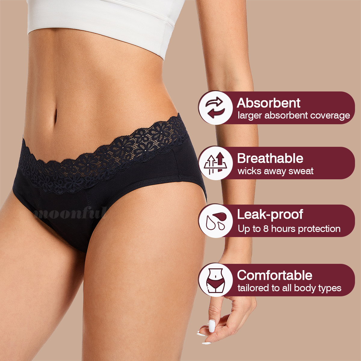 女性用の漏れ防止コットンパンティー,月経周期,高流量 - Period Panty Absorbent のレビューと価格