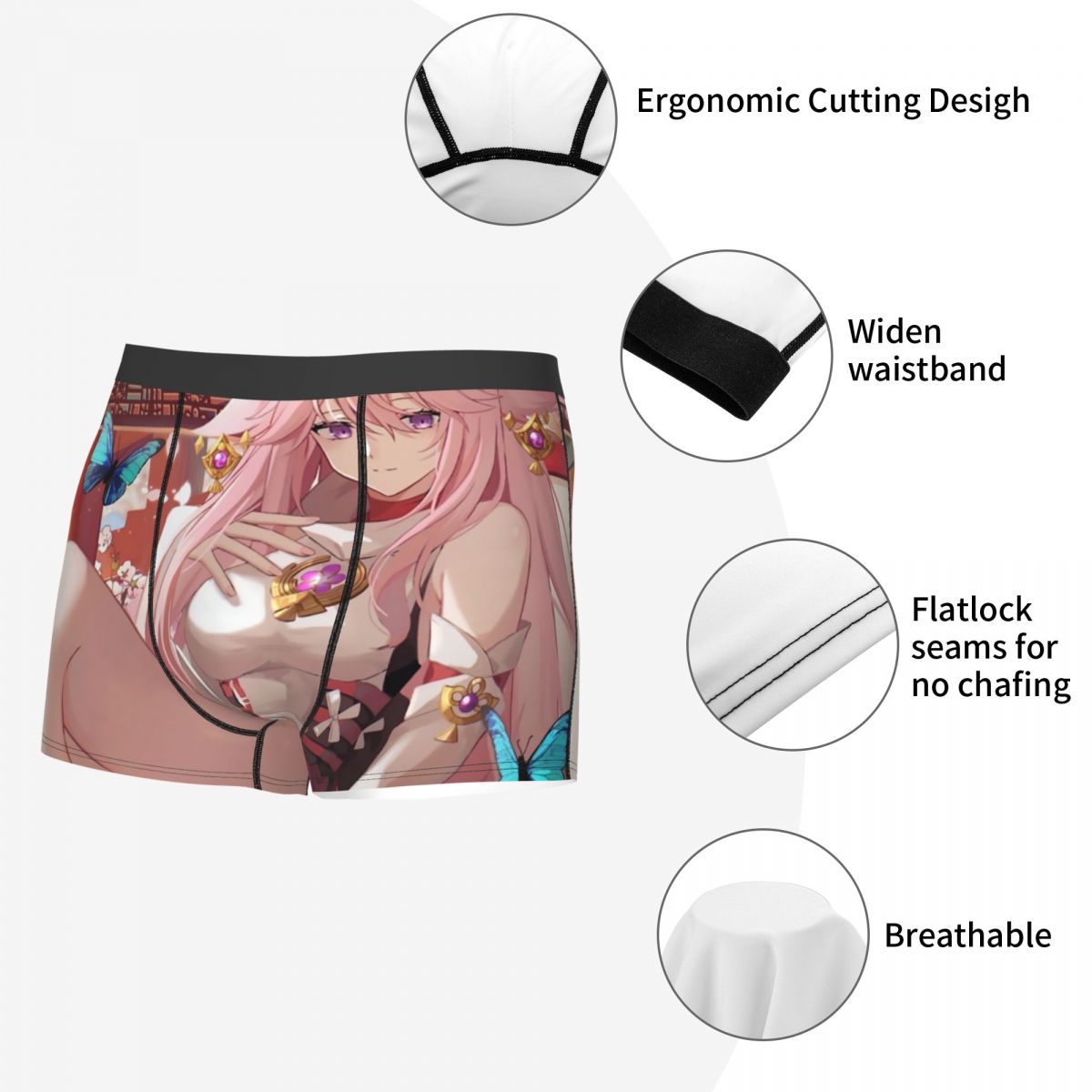 原神インパクト八重巫女ボクサーパンツ男性 3D プリント男性 - Boyshort Underwear のレビューと価格