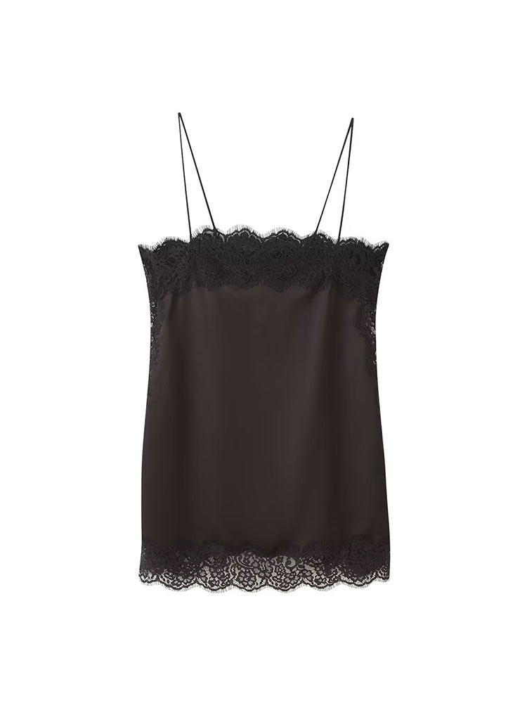 TFAFXY ヴィンテージカジュアル女性ブラウンソリッドレー - Cami Top Lace のレビューと価格