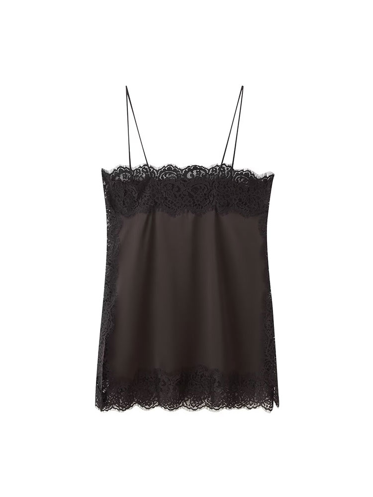 TFAFXY ヴィンテージカジュアル女性ブラウンソリッドレー - Cami Top Lace のレビューと価格