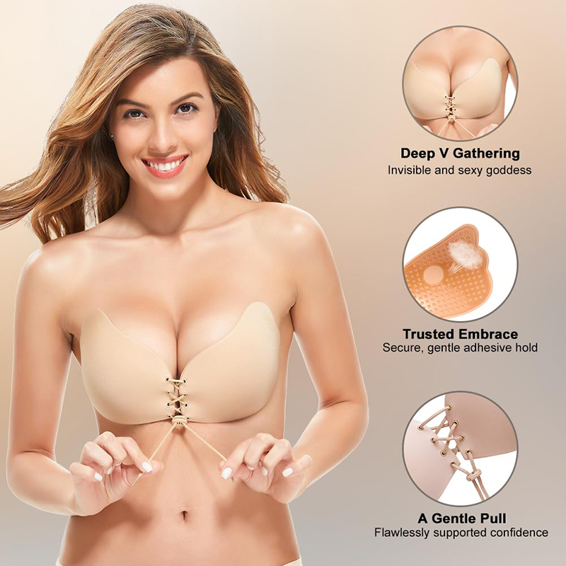 1/2ペア レディース サマー バックレス ストラップレス  - Push Up Bra Padded のレビューと価格