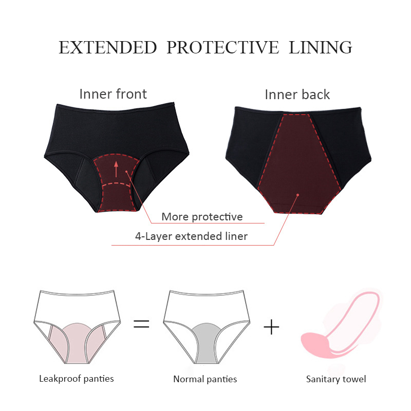 多い日用生理用ショーツ 4層漏れ防止コットンガールズショーツ - Period Panty Absorbent のレビューと価格