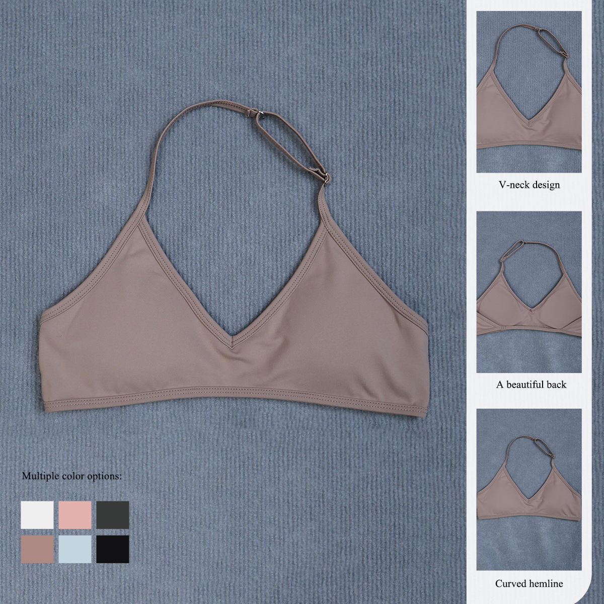 女性用サマーホルターネックパッド入りスポーツヨガブラ、衝撃吸 - Sports Bra High Impact のレビューと価格