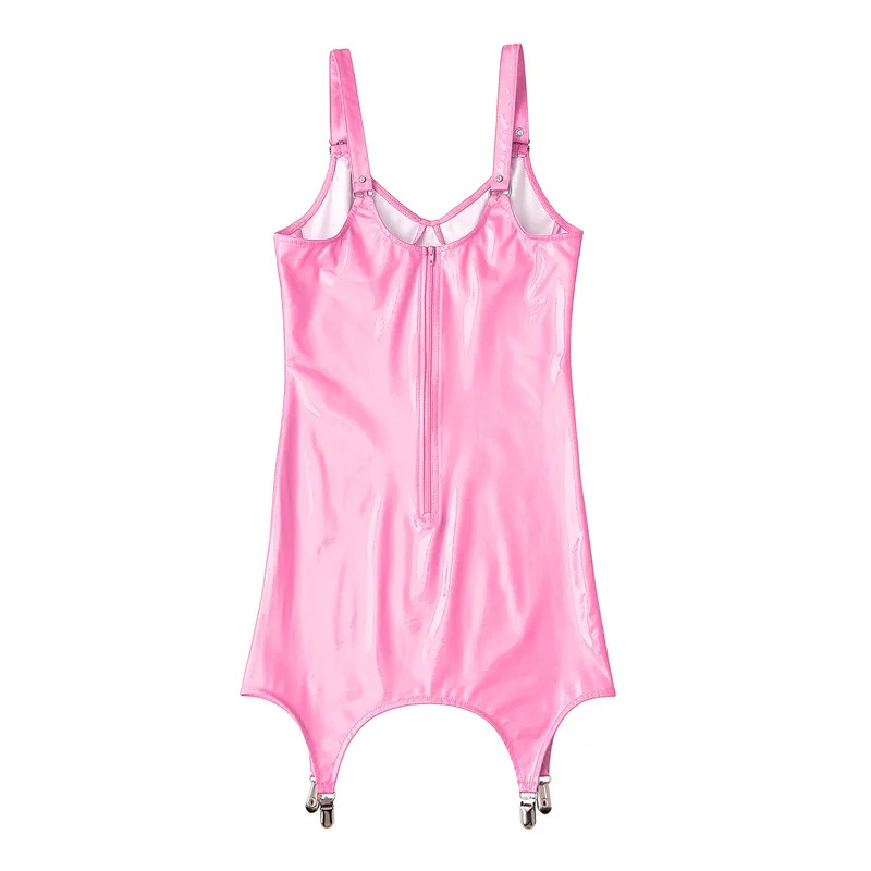 レディースシャイニーメタリック PVC レザー V ネックミ - Babydoll Chemise Night のレビューと価格