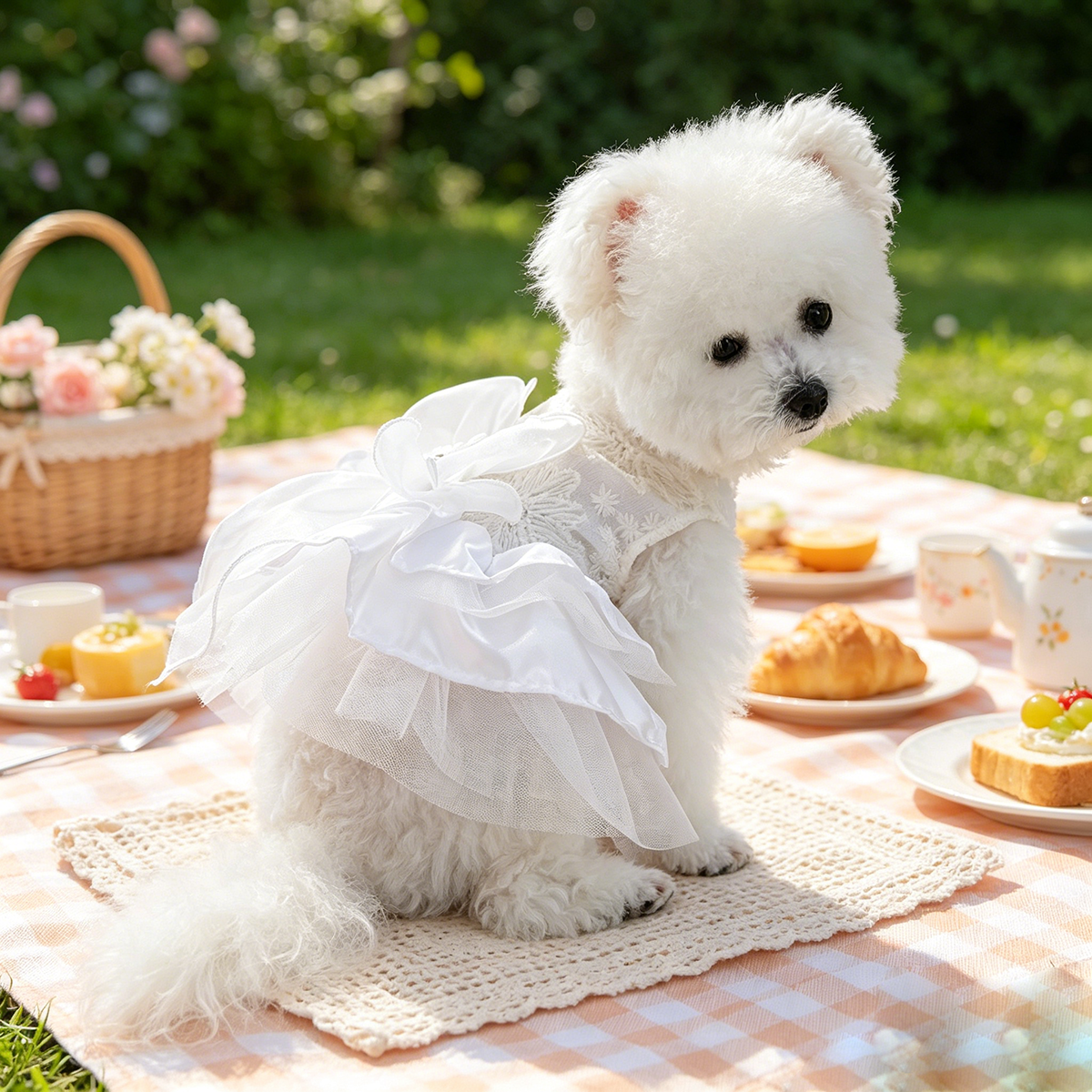 エレガントなレースリボン付きペットドレス、小型犬猫用のゴージ - Lace Teddy Lingerie のレビューと価格