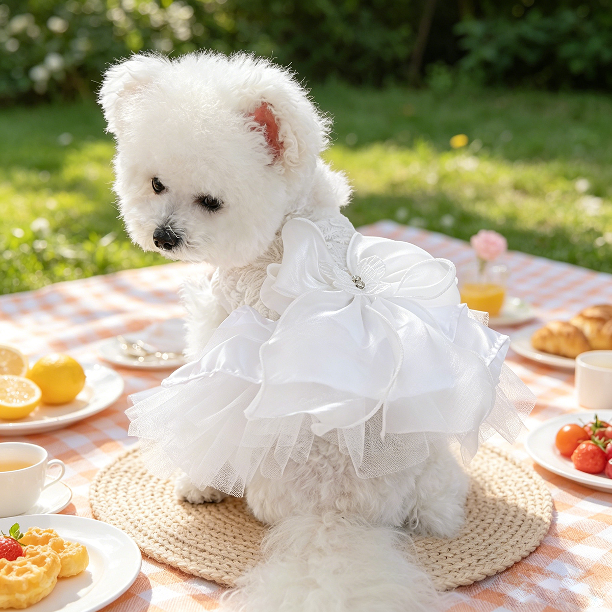 エレガントなレースリボン付きペットドレス、小型犬猫用のゴージ - Lace Teddy Lingerie のレビューと価格