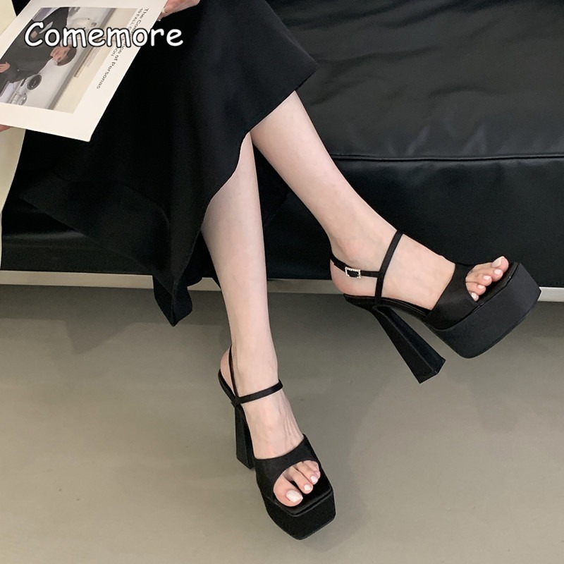 15 センチメートルハイヒールチャンキープラットフォームスク - Slip Dress Satin のレビューと価格