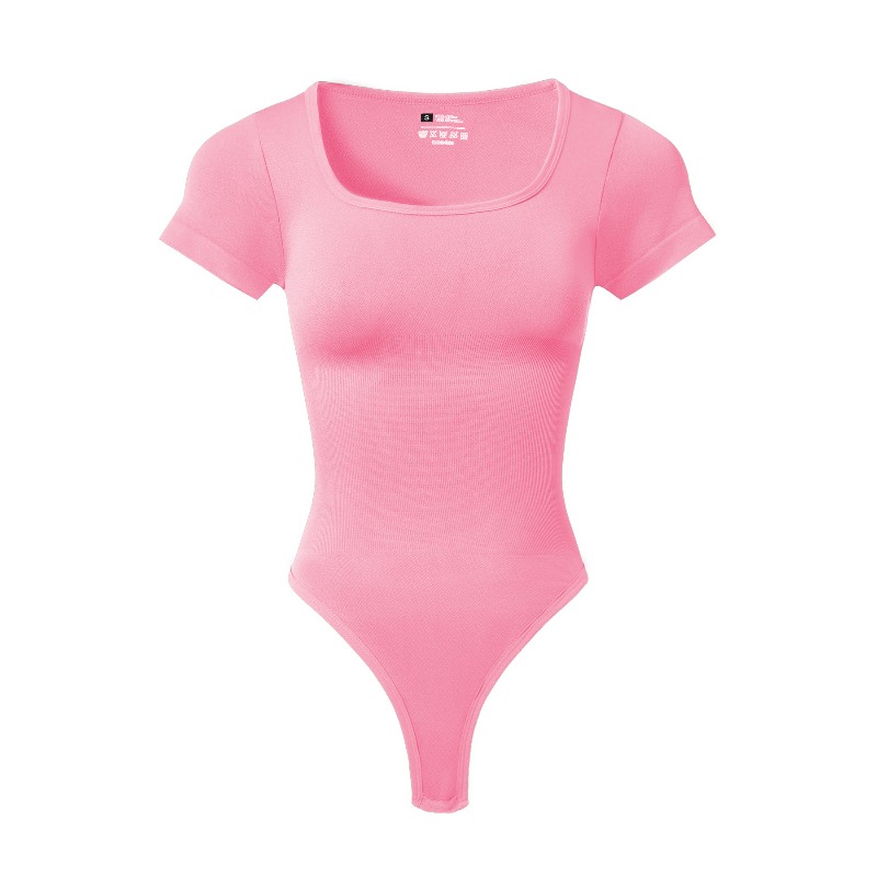 女性用プラスサイズスクエアネック半袖ボディスーツ、お腹引き締 - Shapewear Bodysuit Firm のレビューと価格