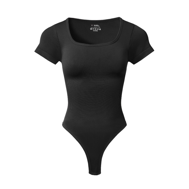 女性用プラスサイズスクエアネック半袖ボディスーツ、お腹引き締 - Shapewear Bodysuit Firm のレビューと価格
