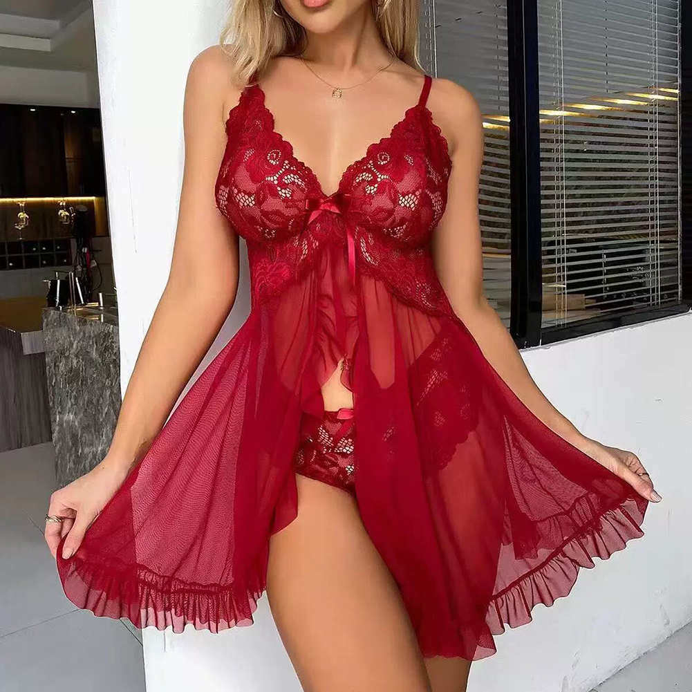 女性用 レース ランジェリー シュミーズ セクシー サテン  - Babydoll Chemise Night のレビューと価格
