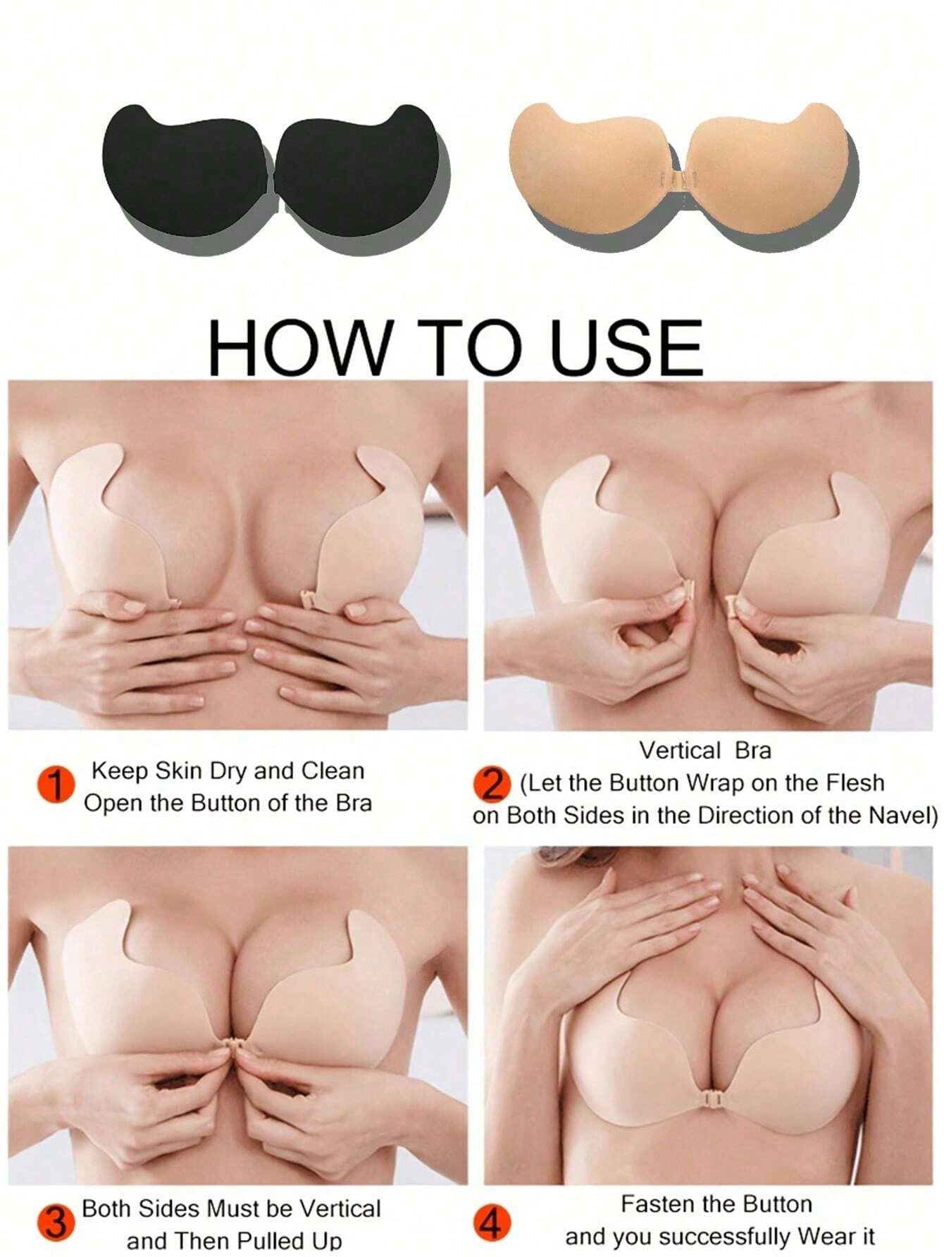 2 パック女性用自己粘着式目に見えないストラップレス プッシ - Push Up Bra Padded のレビューと価格