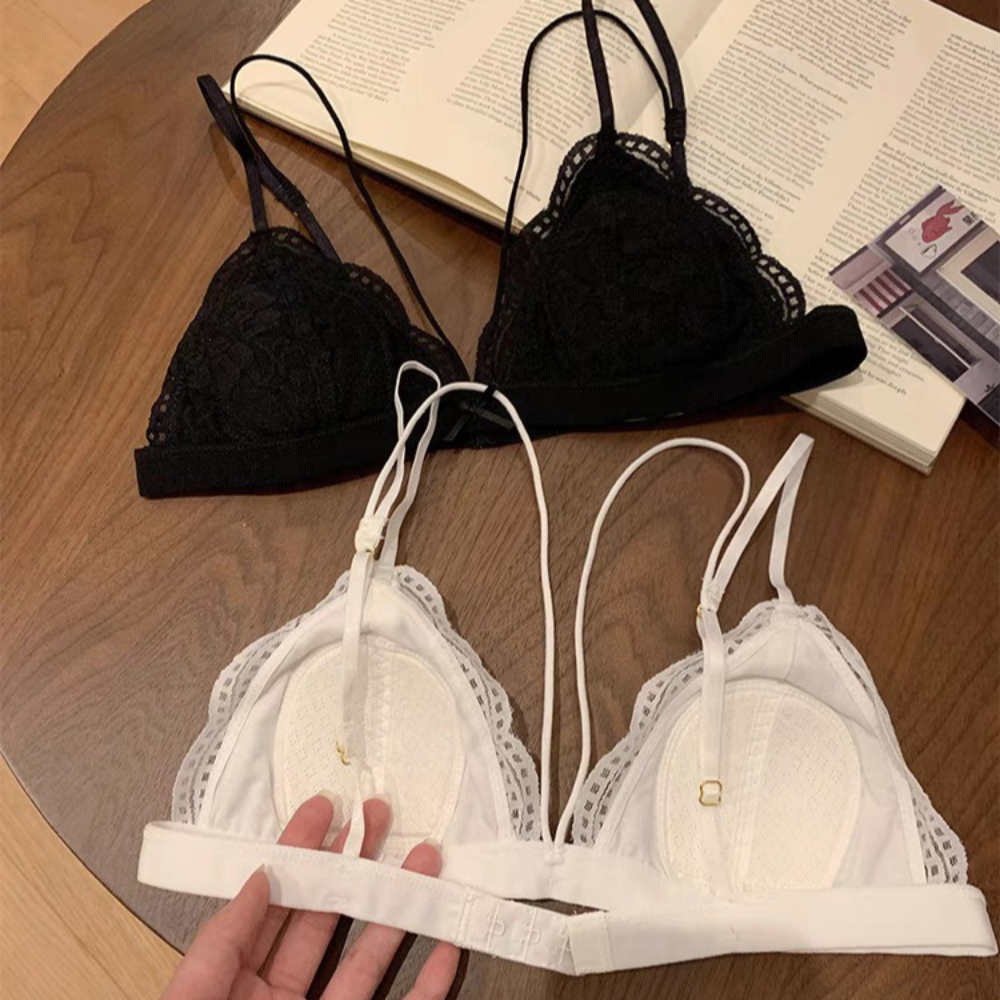 フレンチレースワイヤレスブラレット軽量クロスバックブラジャー - Bralette Wireless Soft のレビューと価格