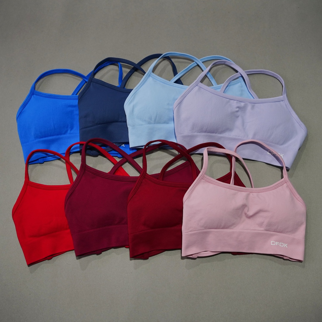 DFDK リブ編みシームレスクロスバックヨガブラ女性用ワイヤ - Push Up Bra Padded のレビューと価格