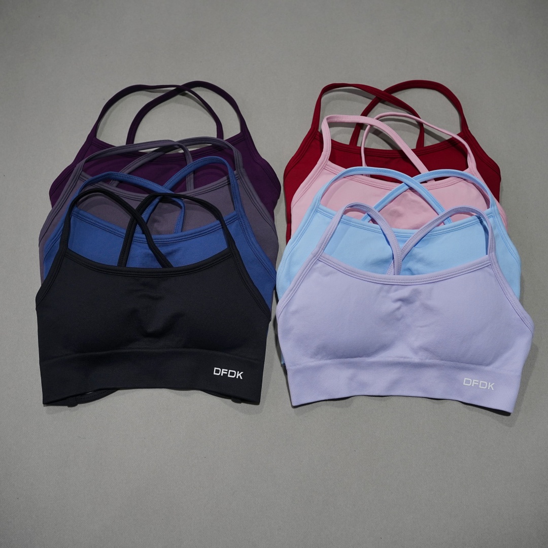 DFDK リブ編みシームレスクロスバックヨガブラ女性用ワイヤ - Push Up Bra Padded のレビューと価格
