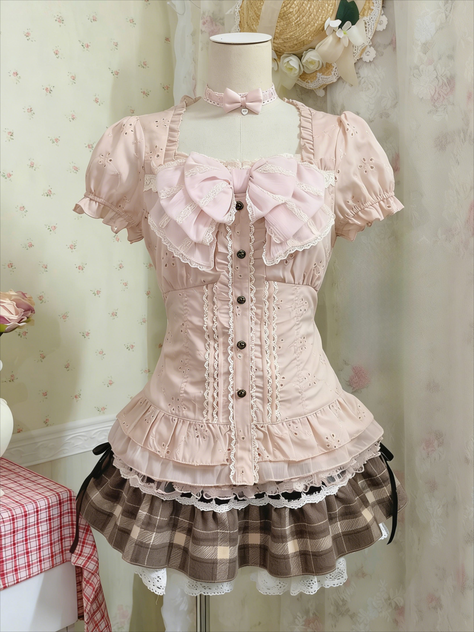 日本の可愛い3点セット レディース レースボウブラウス+キャ - Cami Top Lace のレビューと価格